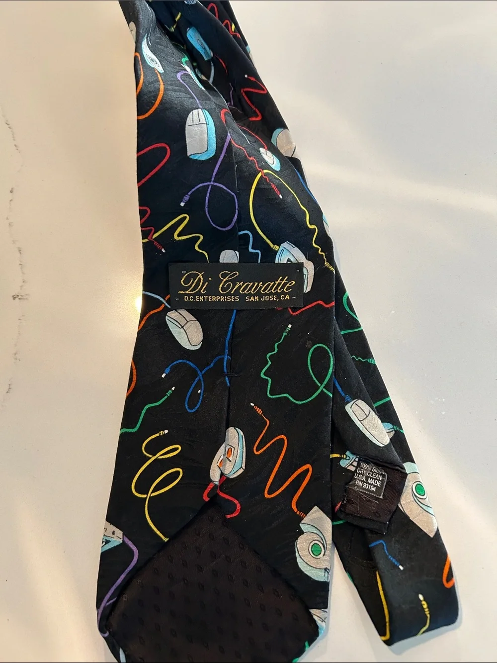 Black Novelty Tie with Computer Mouse Print